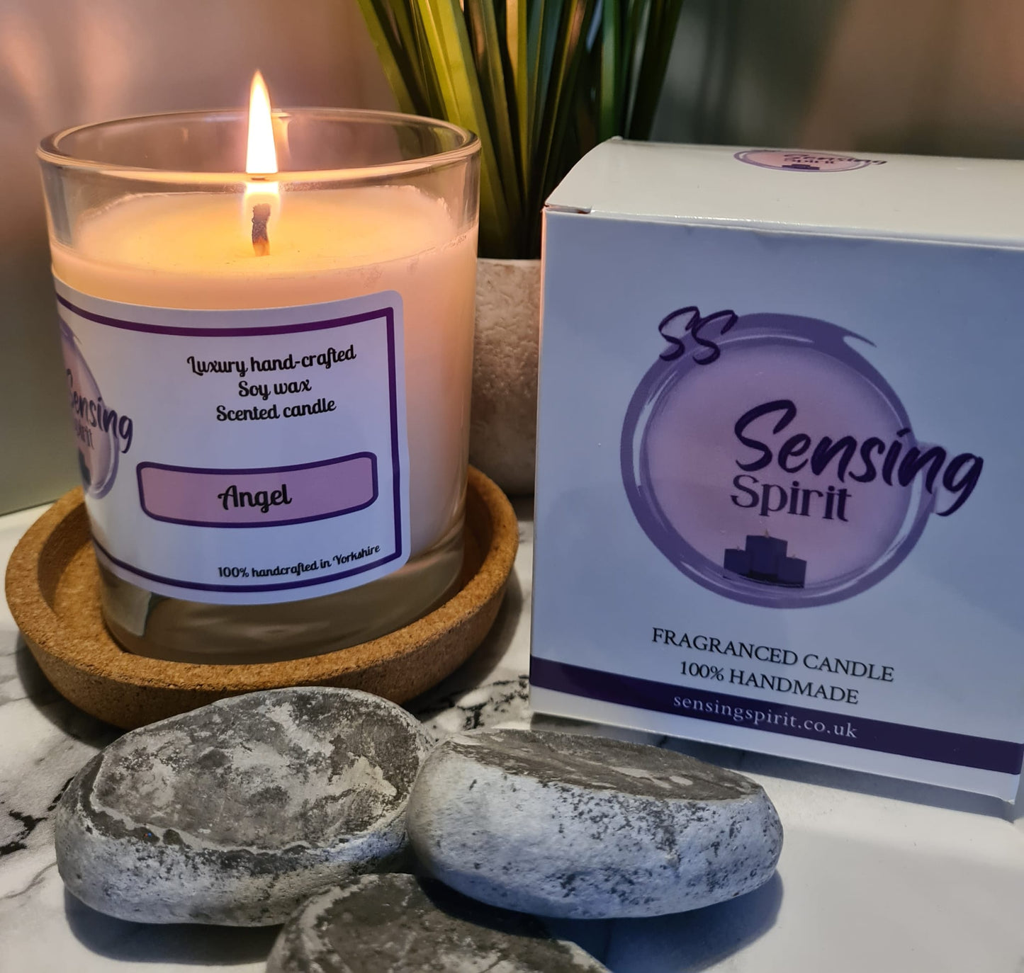 Sensing spirit candle company's Angel scented candle inspired by Thierry Mugler famous Angel perfume.