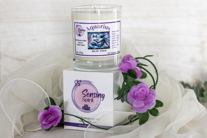 Aquarius birthday candle scented with Fairy or Angel fragrances.