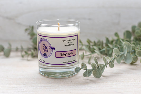 Baby powder candle