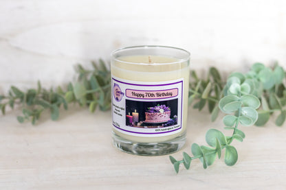 Happy 70th Birthday celebration candle