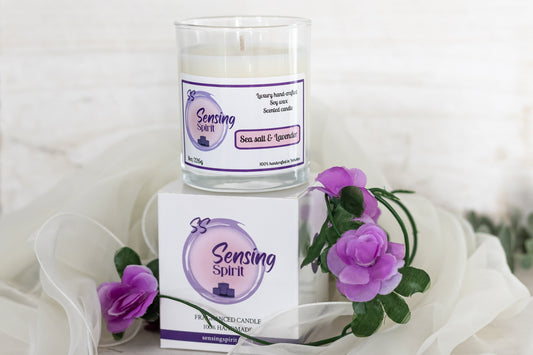 Sea salt and lavender candle with box